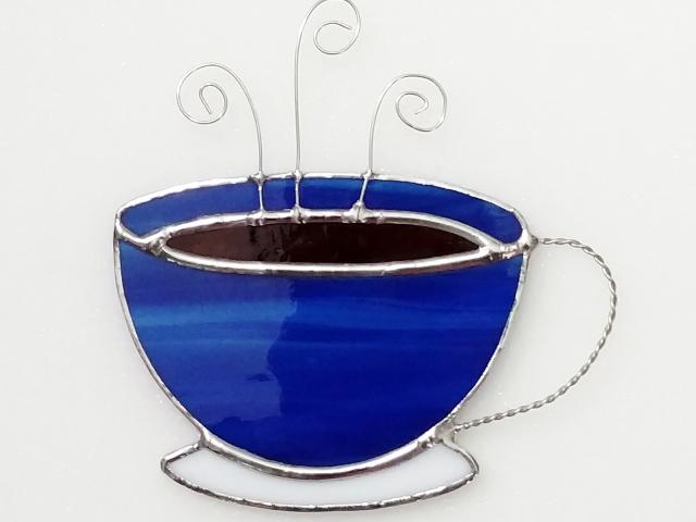 Coffee Cup / Tea Cup Stained Glass Suncatcher, Custom Colors Available