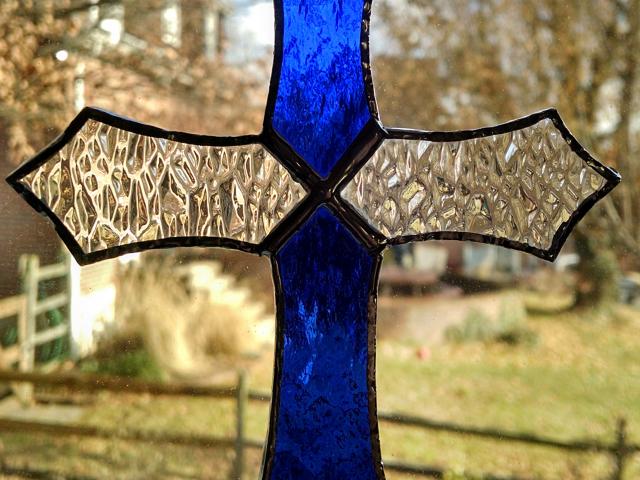 Stained Glass Cross Suncatcher