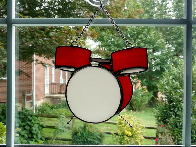 Drum Set Stained Glass Suncatcher