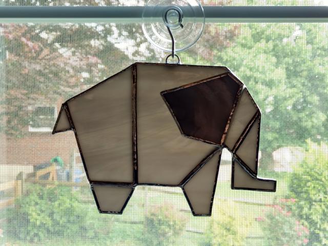 Stained Glass Elephant Suncatcher, Gray or Blue