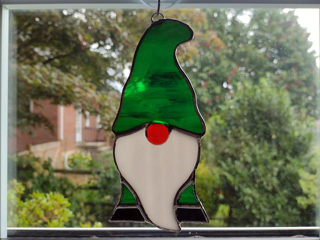 Irish Stained Glass Gnome / Elf Suncatcher