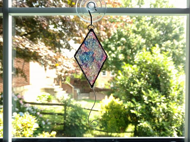 Stained Glass Kite Suncatcher, Alcohol Ink on Glass