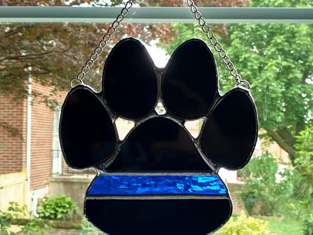 Thin Blue Line Police K-9 Paw Print Suncatcher