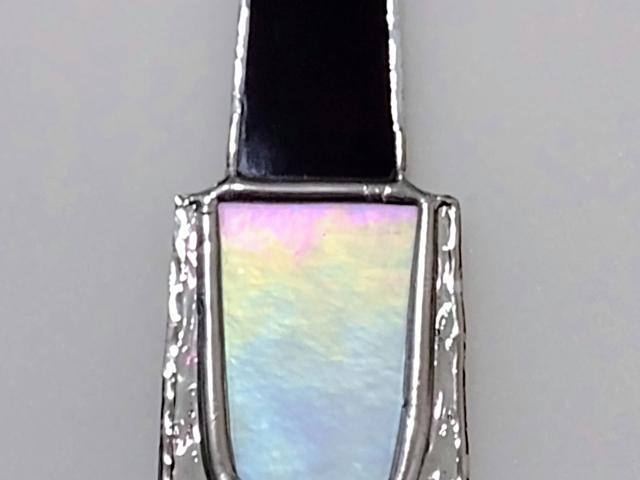 Nail Polish Bottle Stained Glass Suncatcher / Christmas Tree Ornament, White Rainbow Iridescent, Custom Colors Available