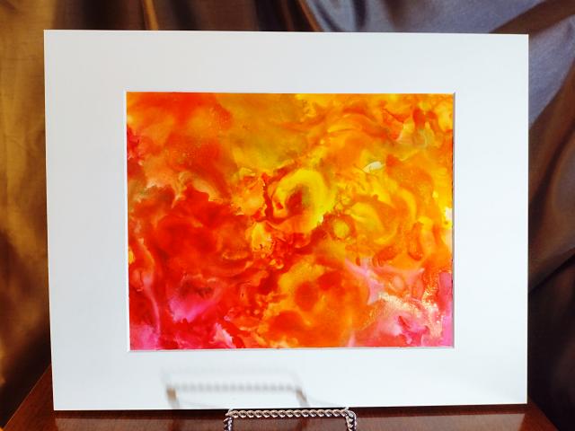 Alcohol Ink Painting, 8 x 10 Matted to 11 x 14, Fall Fury Abstract