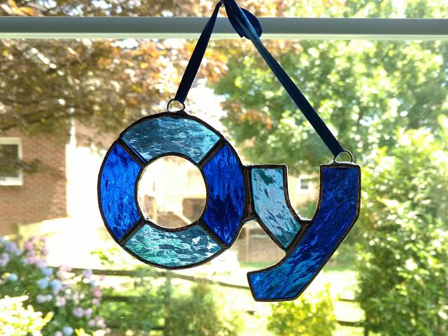 Oy Stained Glass Suncatcher, Custom Colors Available