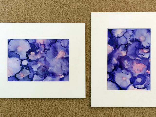 Alcohol Ink Painting Grouping, Set of 2, Purple and Pink Pearlized