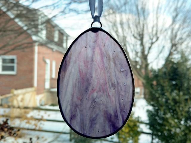 Stained Glass Easter Egg Suncatcher, Purple Swirl