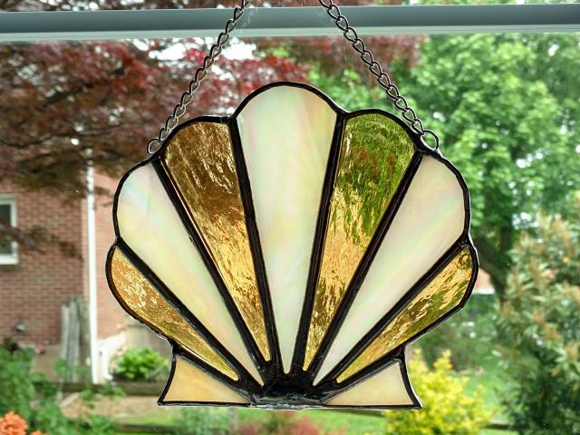Stained Glass Clam Shell Suncatcher