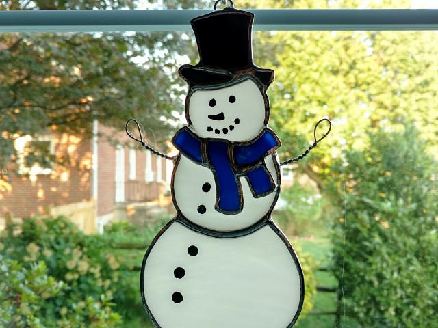 Snowman Stained Glass Suncatcher