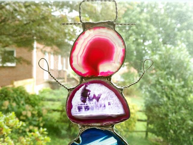 Agate Geode Snowman Suncatcher