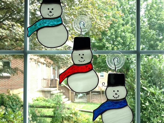 Snowman Stained Glass Suncatcher