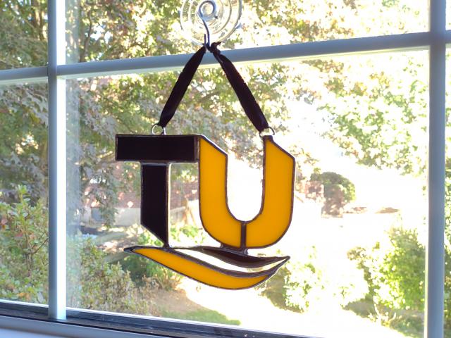 Towson University Stained Glass Suncatcher, TU Logo