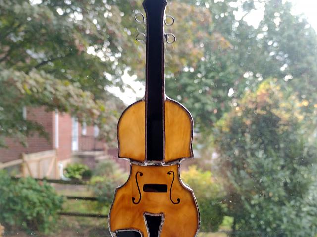 Stained Glass Violin Suncatcher