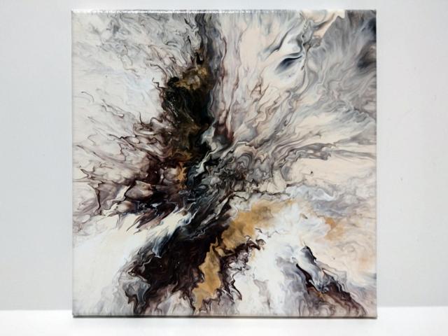 Earth Tones Abstract Acrylic Painting, 12" x 12"
