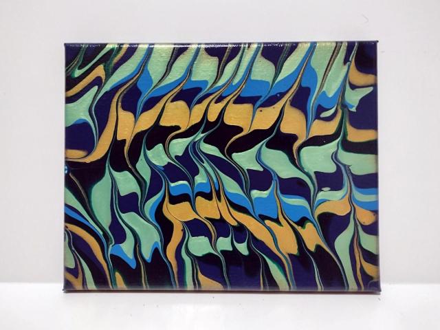 Pearlized Psychedelic Abstract Original Acrylic Painting, 8" x 10"