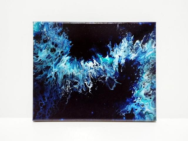 Moody Blues Abstract Original Acrylic Painting, 8" x 10"