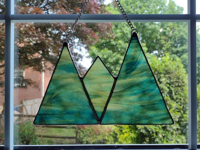 Stained Glass Mountains Suncatcher, Blue and Green Youghiogheny