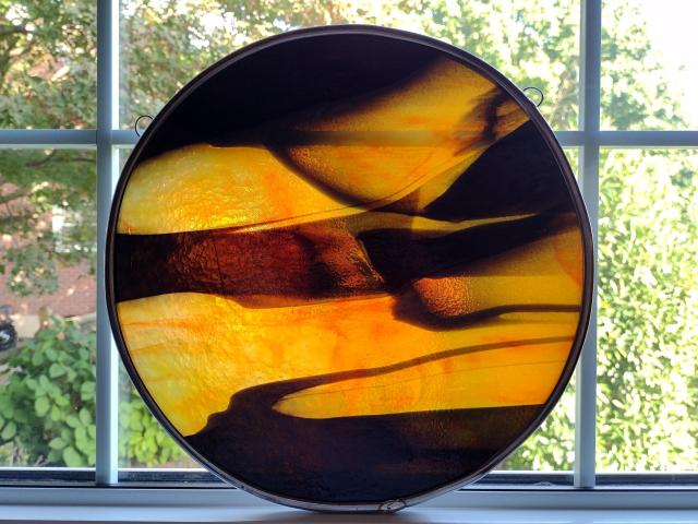 Orange and Black Stained Glass Full Moon