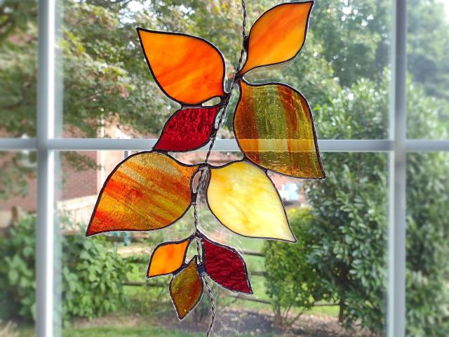 Stained Glass Fall Leaves