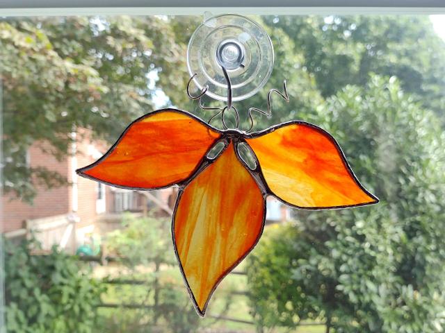 Stained Glass Fall Leaves Cluster, Youghiogheny Glass