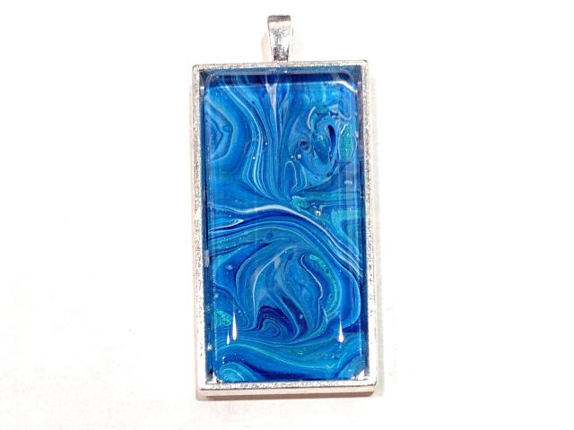 Painted Pendant, Blue Swirls