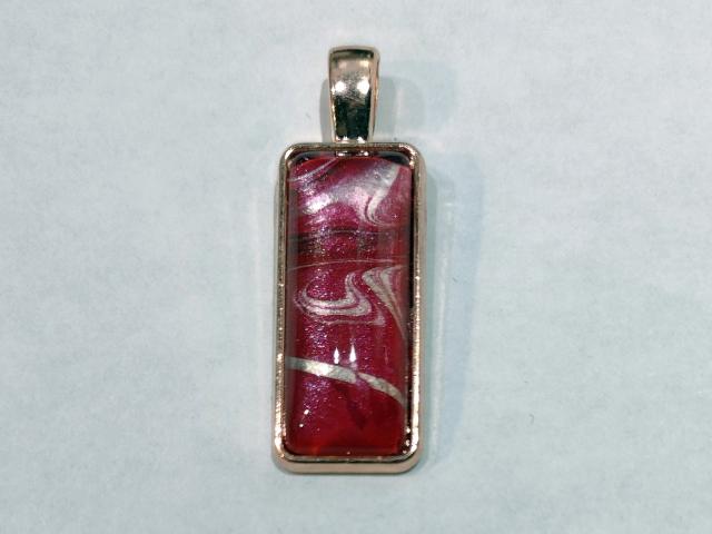 Painted Pendant, Red and Silver