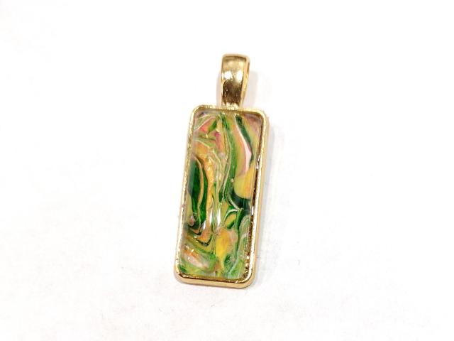 Painted Pendant, Gold and Green