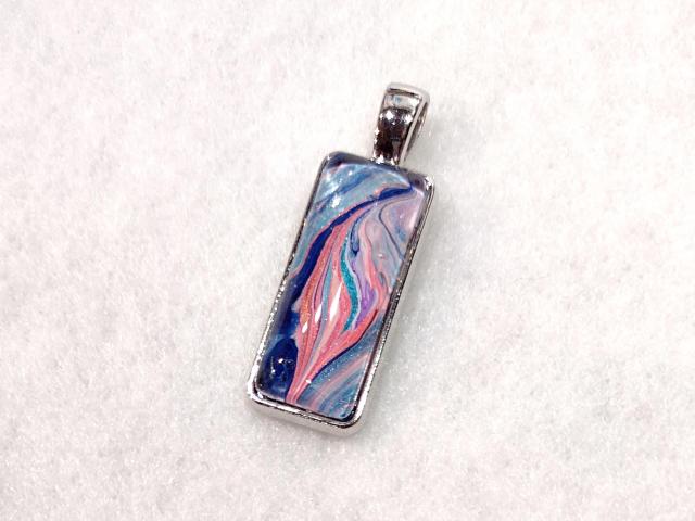Painted Pendant, Coral Pink and Blue