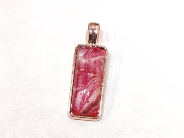 Painted Pendant, Red and Silver Swirl