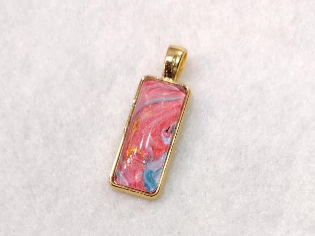 Painted Pendant, Coral Pink with a touch of Blue
