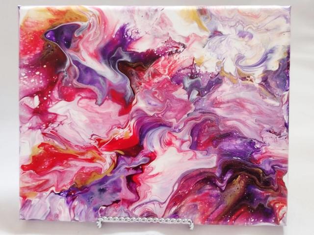 Color Fire Abstract Original Acrylic Pour Painting, 8" x 10", Fluid Art Painting