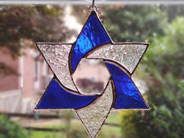 Star of David Stained Glass Suncatcher, Custom Colors Available