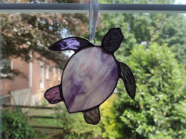 Stained Glass Sea Turtle Suncatcher, Purple Youghiogheny