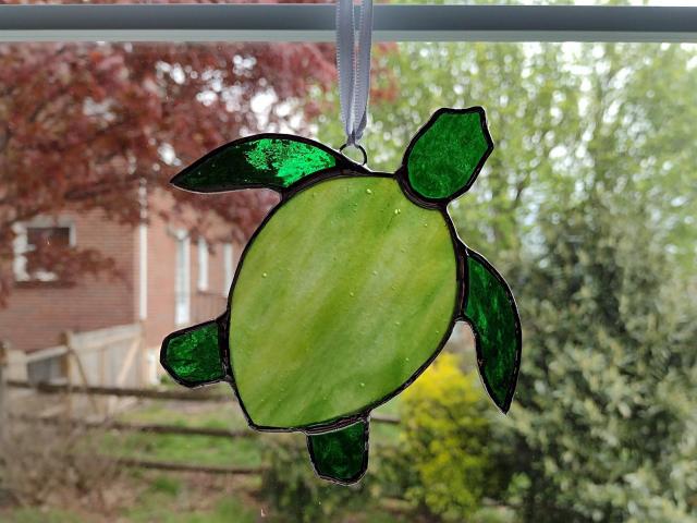 Stained Glass Sea Turtle, Green